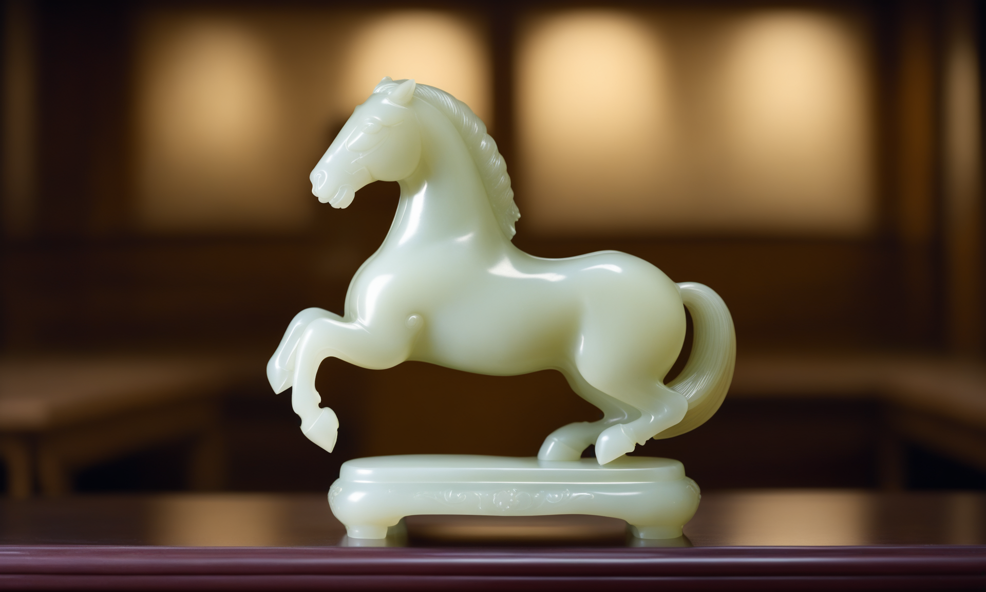 cinematic film still <lora:jadecarvingcd_xl-000007:0.8>,a statue of a horse made of (jadecarvingcd_xl,jade carving,translucent) on floor,no humans,long-focus,indoors,chinese zodiac,wooden table,cutie,cute,still life,animal statue,front view,facing viewer,looking at viewer . shallow depth of field, vignette, highly detailed, high budget, bokeh, cinemascope, moody, epic, gorgeous, film grain, grainy, 8K, HDR, UHD, masterpiece, best quality, highly detailed, high resolution, finely detail, extremely detailed, ultra detailed, wallpaper