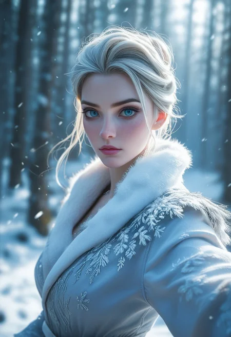 woman, heavy makeup, direct eye contact, closeup, A frost fairy with translucen ice-like wings, wrapped in a soft gown of frost, standing among frozen trees in a magical winter forest, sparkling snowflakes falling around her
(((full-clothed))),
BREAK
score_9, score_8_up, score_7_up, score_6_up, source_cartoon, rating_explicit, Expressiveh, (((((upper body))))), dynamic pose
(((action pose, full clothed)))
(winter forest background:1.8)