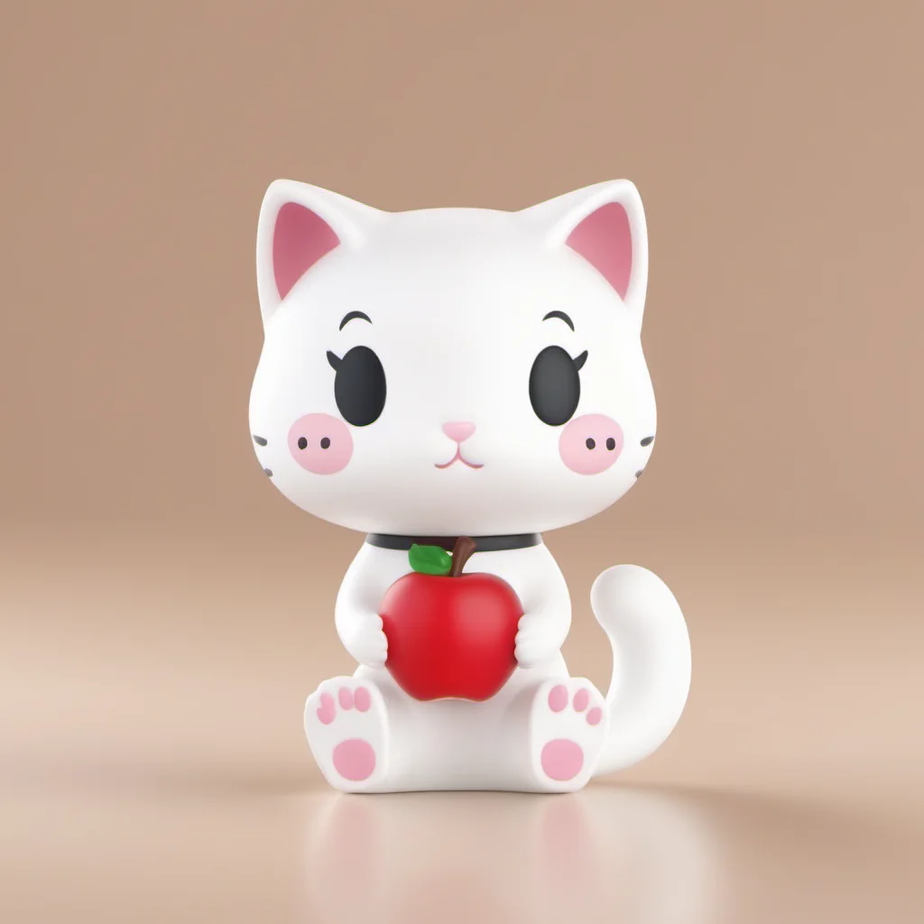 blind box style of a cat made of plastic sitting on the ground with a simple background,holding a apple,chibi,(big head:1.2),small body,octane render, highly detailed, volumetric, dramatic lighting, black eyes,pop,<lora:pop:0.8>