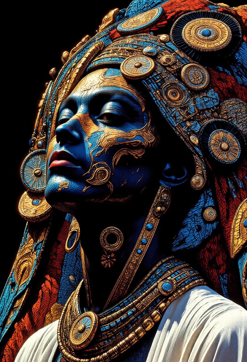 A portrait of beauty, figment of imagination, perhaps nothing, peaceful effort, humanity, a vanity, delicate emotion