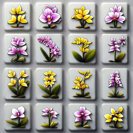 <lora:artfullyTILES_SDXL_V1:0.9>,orchid,icon collection of orchids arranged in a grid,