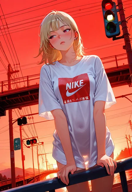 8K, best quality,masterpiece,amazing quality,ultra-detailed,delicate illustration, best shadows, very detailed, scenery, depth of field, volumetric, cinematic perspective, hyper-realistic, masterpiece, best quality, amazing quality, highly detailed, very aesthetic, newest) , , sexy pose,small breasts,
blushing, asian girl, small head, pretty girl, korean girl,
((slim body)),), Dynamic angle, Dynamic pose,
ear piercings, Nswf, masterwork, masterpiece, best quality, dynamic lighting , dynamic pose,, dynamic angle, , , (lineless:1.2), detailed, depth of field, dynamic lighting, blurry, (cheekbones:0.85), (realistic:1.2), white background,
,, ultra-HD, cinematic lighting, photorealistic, (impressionism:1.5), high detail ,masterpiece, best quality, very aesthetic, 8k,,,,
>
[
masterpiece, newest,absurdres,incredibly absurdres, best quality, amazing quality, very aesthetic, mixed media,
1girl, bored, oversized shirt, white shirt, nike print, blonde, bridge, car lights, red theme, traffic light, public service announcement,
<lora:KonYa666:1> kony4666 <lora:XXX477:1> xxx667_illu,