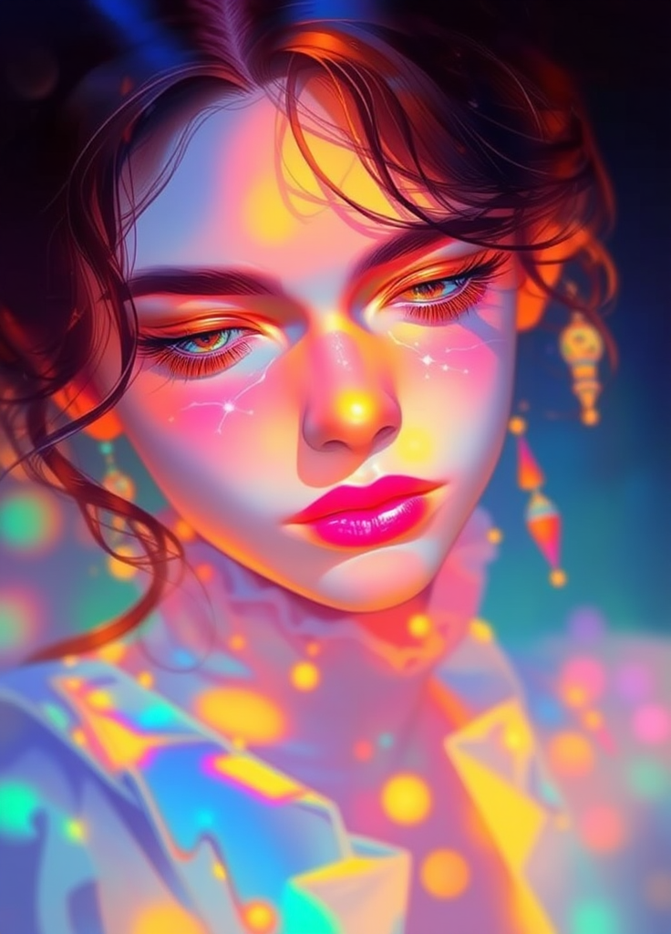a girl with high saturate color tone

a digital ethereal quality image, healing atomosphere

it is a vibrant, dreamy, whimsical and clear masterpiece full of details and high quality creating a serene and peaceful scene with glistening lights.

