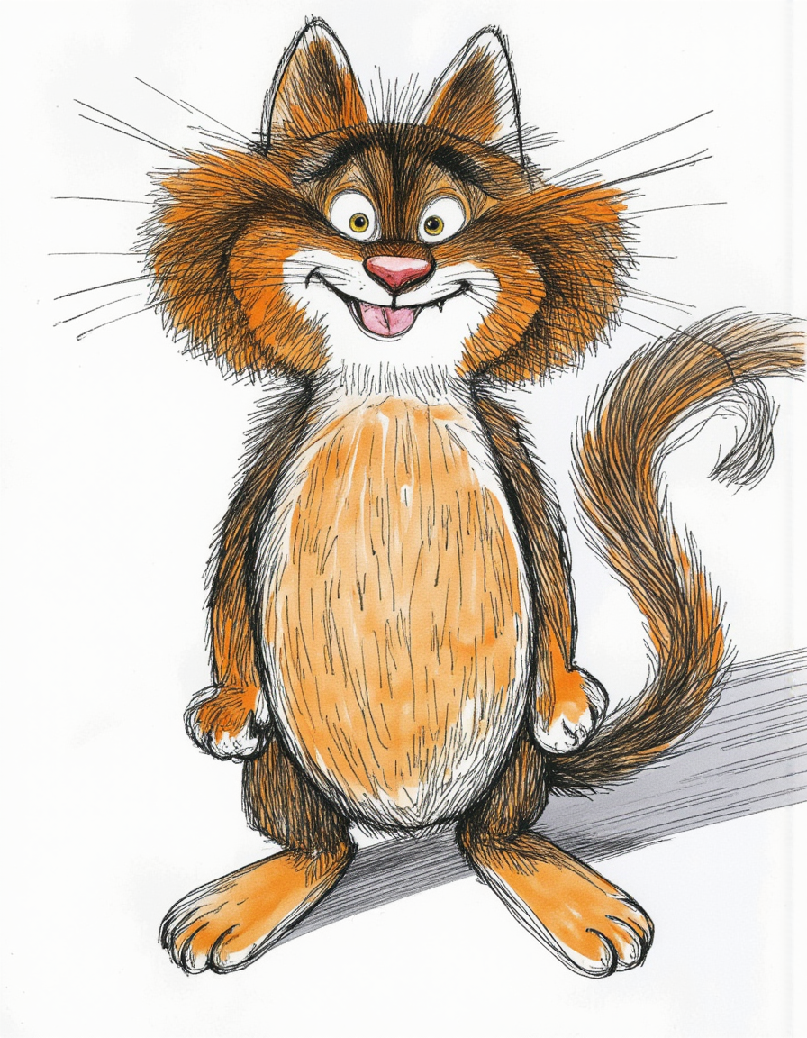 <lora:chizhcats:1>, a clourful drawing of funny cat