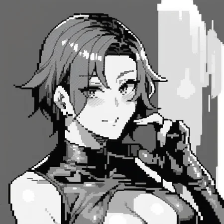 score_9, score_8_up, score_7_up, <lora:0nn4m0m_encore:1> 0nn4m0m,1girl,solo,short hair, monochrome, greyscale, <lora:pixel:1> pixelart,pixel