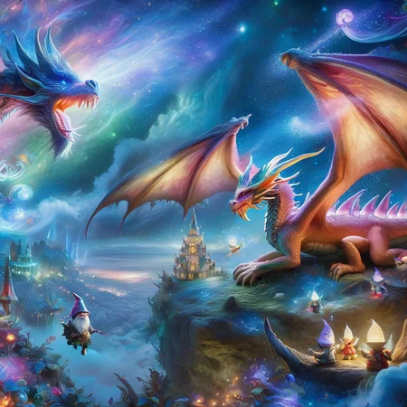 Fujifilm quality photograph (best quality)++, (masterpiece)++, (detailed)+, elf on the shelf fighting a Dragon, (fantasy illustration)1.3, enchanting Dragon battle elf on the shelf, mystical battle, (many gnomes battling)1.4 (whimsical charm).4 Otherworldly charm, mystical sky, (Luis Royo)1.2, (Yoshitaka Amano)1.1, moonlit night, soft colors, (detailed cloudscape)1.3, (high-resolution)1.2 (gnomes battling everywhere)1.2 , <lora:DonM3t3rn1tyXL-v1.1:0.8> DonM3t3rn1tyXL <lora:DonMD1g174l4sc3nc10nXL:0.8> DonMD1g174l4sc3nc10nXL <lora:Dragons:0.8> dragon <lora:EnvyMagicalXL01:0.8> magical <lora:FantasyLandscape:0.8> FanLan