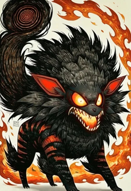 masterpiece, best quality,    <lora:NightmareDex_IXL:1.3>,   zzArcanine, fire,   <lora:ArcaninePokedexIXL:1.0>,