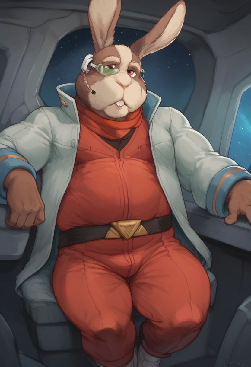 score_9, score_8_up, score_7_up, score_6_up, pin-up, csr style
BREAK
sexy male, gorgeous, sensual, anthro, male, Peppy Hare, sexy man, solo, wide hips, sexy, chubby, thick thighs, muscular:1.2, beautiful, inside, spaceship cockpit, flying space-fighter, clothed, 
BREAK 
Sensual sexy pose,
