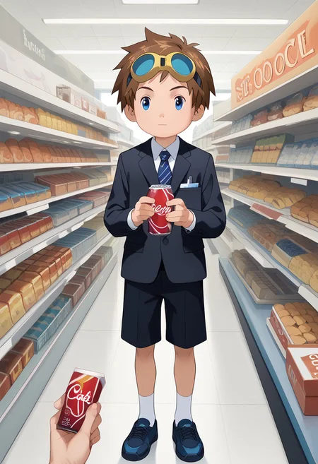 score_9, score_8_up, score_7_up, zPDXL2,
,full body
1boy, solo, goggles on head, brown hair,
Barbershop,black suit,holding money ,buying cola and multiple cookie box, convenience store,counters