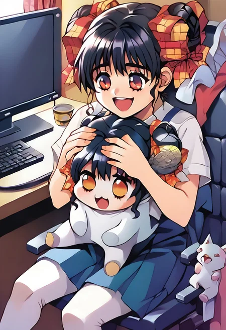 ASCII
two girls
1girl,<lora:pony_xl_narusawa:0.8>,narusawa,score_9,score_8_up,score_7_up,source_anime,black hair,a computer with monitor, a computer with monitor, looking at computer, scared,open mouth, terrified,hands in face,,breasts<lora:breastsizeslideroffset:0.3>sitting, in the bedroom,
1girl, narusawa,score_9,score_8_up,score_7_up,source_anime,black hair, white body, doro, creature, :3, chibi, four legs, solid circle eyes, no pupils, smile, in the desk