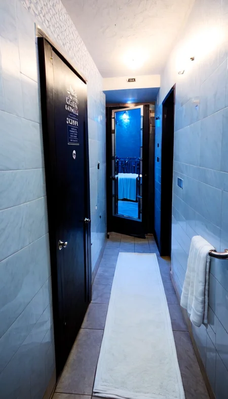 UHD, 8K, ultra detailed, highly realistic photo of blue theme, dark hallway, white towel, indoors, open doors, no humans, scenery, door, tiles, tile floor, hallway, gaybathhouse, (high resolution 8K photo quality:1.3), blue theme, dark hallway, white towel, indoors, open doors, no humans, scenery, door, tiles, tile floor, hallway, gaybathhouse, beautiful, fantastic, infinite detail, perfect, symmetry, aesthetic, great composition, clear, crisp, detailed, artistic, color, intricate, majestic, light, magical, stunning, illuminated, glowing, noble, wonderful