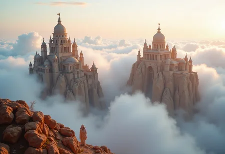 the most realistic, photorealistic photo ever taken [(an ancient greek mythological city:1.5) in the clouds on a floating island,a dream world shifting landscapes, and ethereal creatures, Captured with a Hasselblad X2D 100C and an 80mm f/1.9 lens, hyper-realistic textures, soft studio lighting, elegant shadows, styled for a Vogue beauty editorial, incredible realism, creamy bokeh, ultra-detailed textures, perfect lighting],aidmaimageupgrader