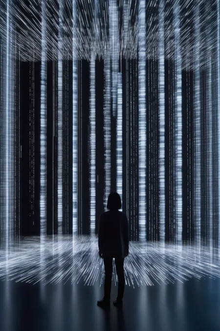 <lora:Ryoji Ikeda Style:1>Ryoji Ikeda Style - create an immersive interactive digital art installation based on the work of Ryoji Ikeda