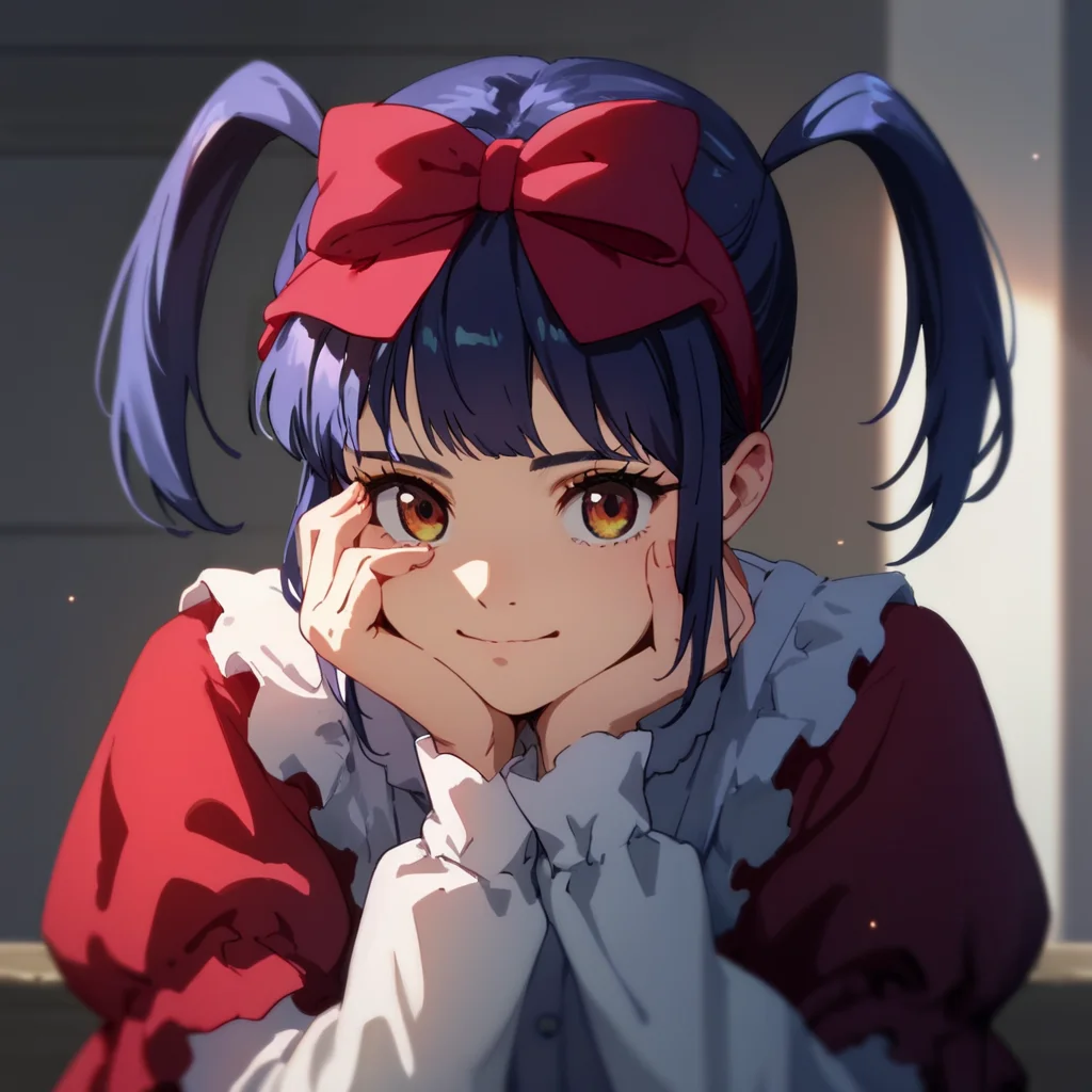 score_9, score_8_up, score_7_up, score_6_up, score_5_up, score_4_up, source_anime, Ein, dress, facing viewer, cute, head rest