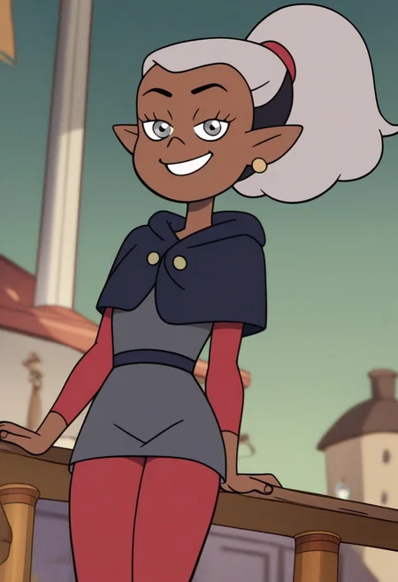 score_9, score_8_up, score_7_up, score_6_up, score_5_up, 1girl, solo,
masterpiece, best quality, absurdes,
<lora:Skara (The Owl House) (Pony):0.9>
Skara_Owl_House, dark-skinned female, silver eyes, ponytail, multicolored hair, white hair, black hair,
gray shirt, gray skirt, red sleeves, red leggings,
grin, smile,
outdoors, looking at viewer, 3/4 angle,
<lora:Expressive_H:0.7> Expressiveh,
<lora:add-detail-xl:0.9>