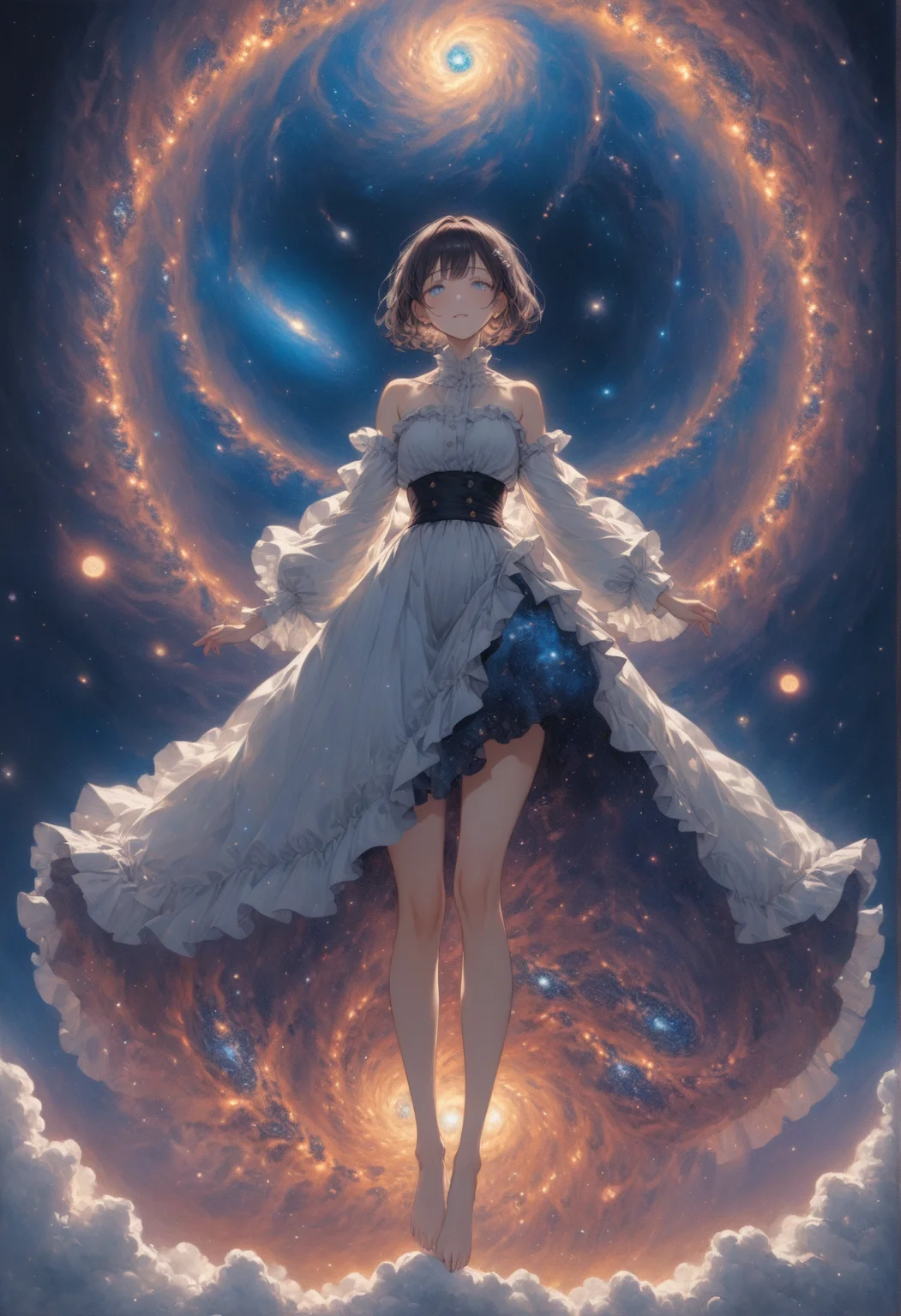 woman a in a long frilled skirt containing a galaxy, full body, beautiful detailed eyes and face, masterpiece, best quality, very aesthetic,
<lora:James_Webb_Space_Telescope:0.8> <lora:aesthetic_anime_v1s:1>