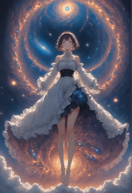 woman a in a long frilled skirt containing a galaxy, full body, beautiful detailed eyes and face, masterpiece, best quality, very aesthetic,
<lora:James_Webb_Space_Telescope:0.8> <lora:aesthetic_anime_v1s:1>
