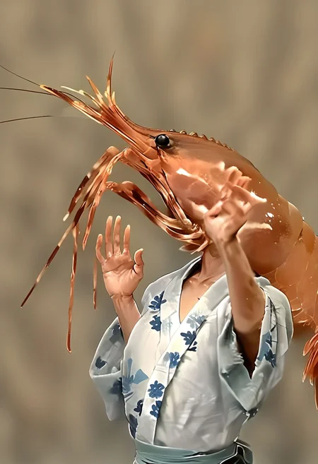 shrimp ,moriyoshi_face_omg, open mouth, realistic,  photo, solo, upper body,  raise hands, looking up
, score_9, score_8_up, score_7_up, score_6_up, score_5_up, score_4_up, BREAK  masterpiece,