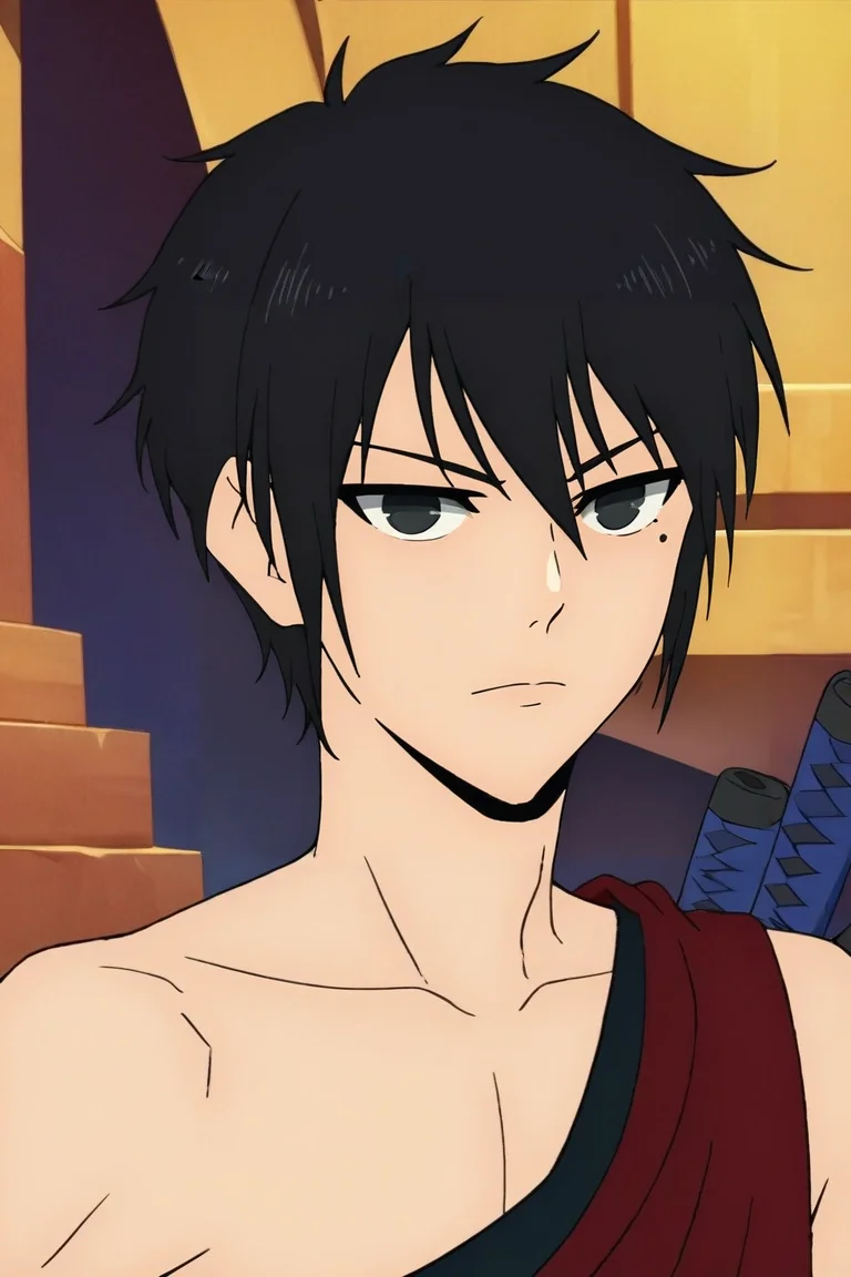 score_9, score_8_up, score_7_up, , rating_safe, , (photorealistic:0.6), , , 1boy, solo, male focus, <lora:hatz_kami_no_tou_pony:0.96>, hatz_kami_no_tou, black hair, black eyes, short hair, , mole under eye, katana, , , , <lora:sdxl_lightning_8step_lora:1>