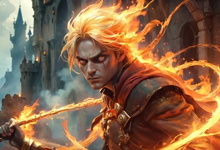 Dynamic action shot of a spinning Alucard assassin swinging a flaming whip while on an outer castle wall high above the ground, video game character, Prince1024, SOTN,
extremely detailed background, IBG, background focus, pink and orange skies,
candid shot,
hyperdetailed realistic illustration, intricately detailed, highest quality, implied motion,
BREAK, ultra level of detail and precision in the art, masterpiece, mixed media, intense mood, detailed shading, extreme wide-angle view, motion blur, ray-traced, semirealistic,
subsurface scattering, light leaks, soft shadows, film grain, Dutch angle, cinematic composition, mystic haze, dusty atmosphere, HDR, complementary colors, vibrant colors, golden-hour, fisheye view, colorful palette,