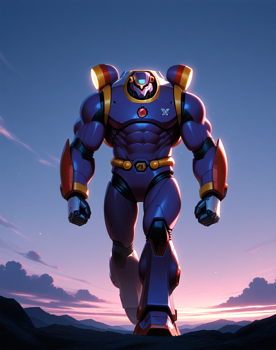 <lora:Armored_Armadillo_(Mega_Man_X)_(Illustrious)_(AD):1.35> Armored Armadillo, reploid, MMX, 
((
exterior, video game background, sky with clouds, 
male focus, intense shadows, dynamic shadows, intricate details, attention to details, gradient coloring, robot, hyper muscular, abs, 
):1.5), 
BREAK very awa, masterpiece, best quality, amazing quality, very aesthetic, highres, absurdres, 
EZRealPONYXL, zPDXL, Smooth Quality, lazynsfw,