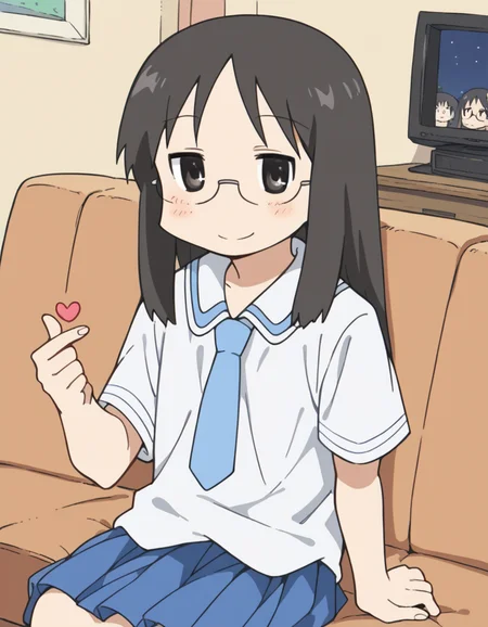 score_9, score_8_up, score_7_up, source_anime, <lora:mai-minakami-s1-ponyxl-lora-nochekaiser:1>, mai minakami, long hair, black hair, glasses, black eyes,, skirt, school uniform, necktie, tokisadame school uniform, living room, television, couch, popcorn, watching movie, night time, sitting,, , <lora:finger-heart-ponyxl-lora-nochekaiser:1>, finger heart, heart, blush, smile,, looking at viewer, solo,, dutch angle, cowboy shot
