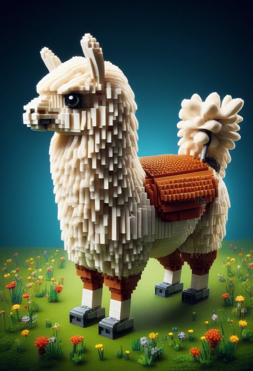 a cute fluffy lego alpaca
