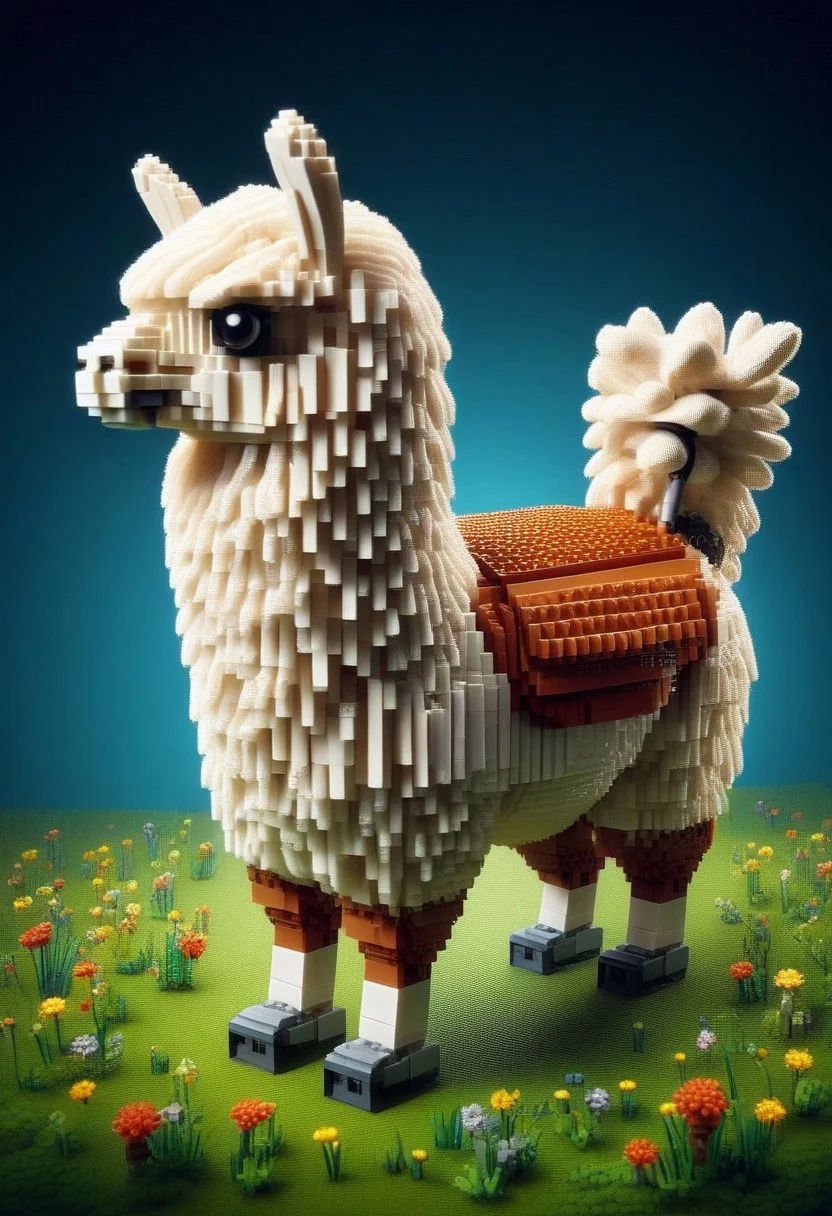 a cute fluffy lego alpaca