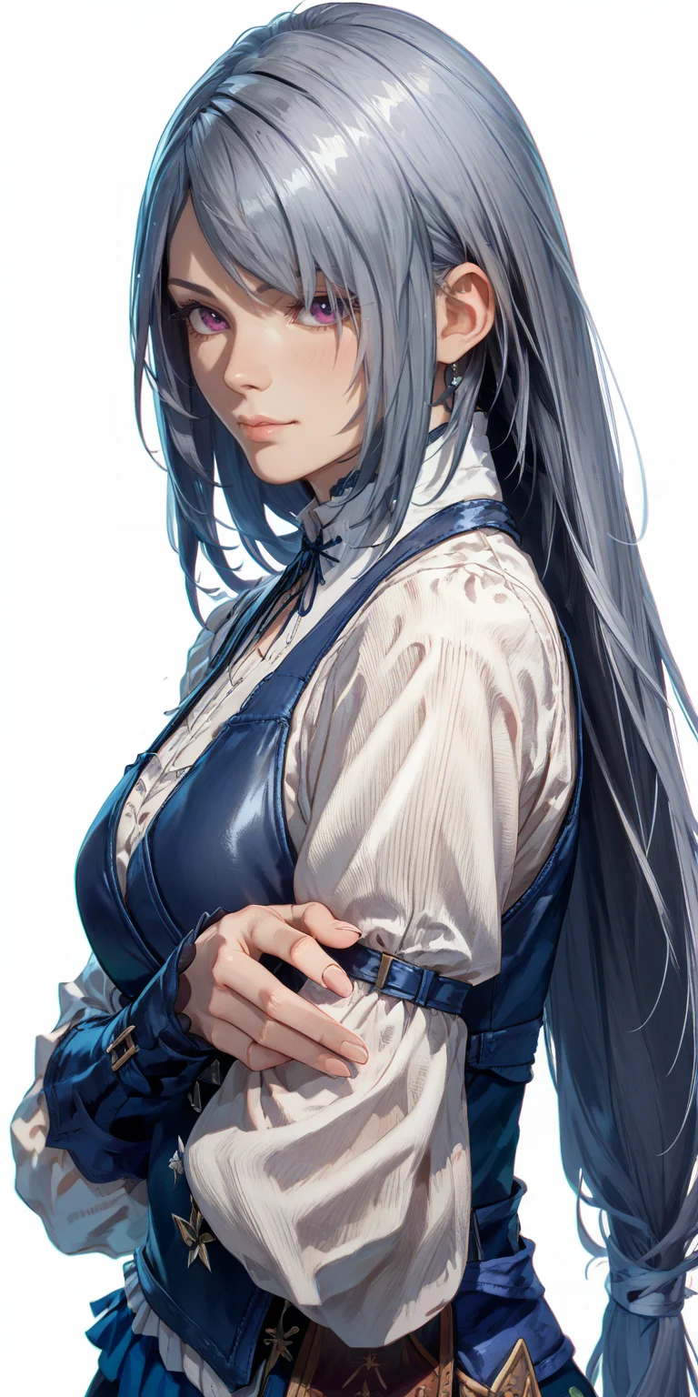 score_9, score_8_up, score_7_up, 1girl,(white background:2.0),  <lora:jill_warrick:1>jill warrick, long hair,