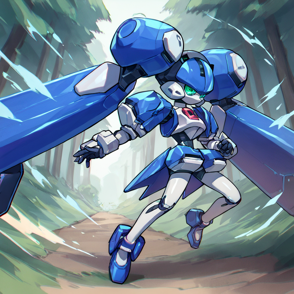 score_9, score_8_up, score_7_up, score_6_up, score_5_up, score_4_up, source_anime,  blazermate, robot, forest, action pose