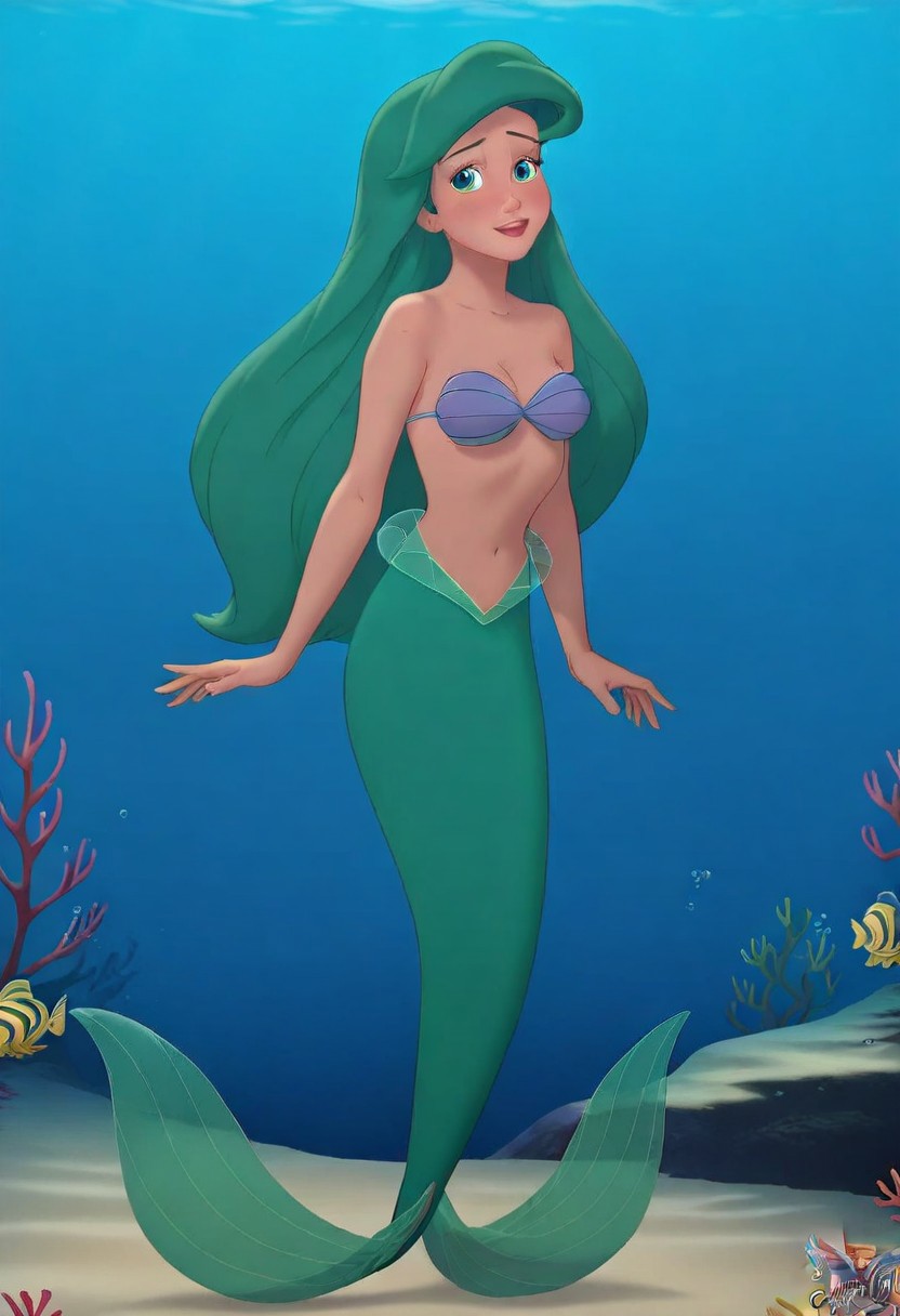 Athalariel, mermaid girl, mermaid woman, brown hair, long hair