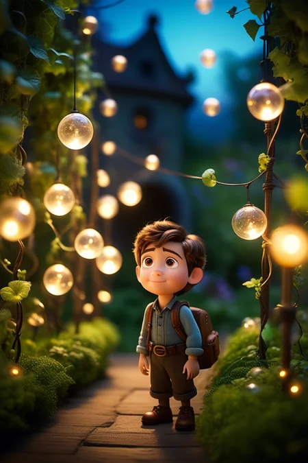 cinematic film still style of Pixar,Enhance the image with magical elements by adding glowing orbs and ethereal creatures that seem to be drawn from the worlds of Miyazaki's imagination. These creatures playfully interact with the vines and stars,creating a sense of harmony and wonder.,
<lora:xl_more_art-full_v1:1>,realistic,, (((masterpiece))),(((best quality))),((ultra-detailed)) . shallow depth of field, vignette, highly detailed, high budget, bokeh, cinemascope, moody, epic, gorgeous, film grain, grainy