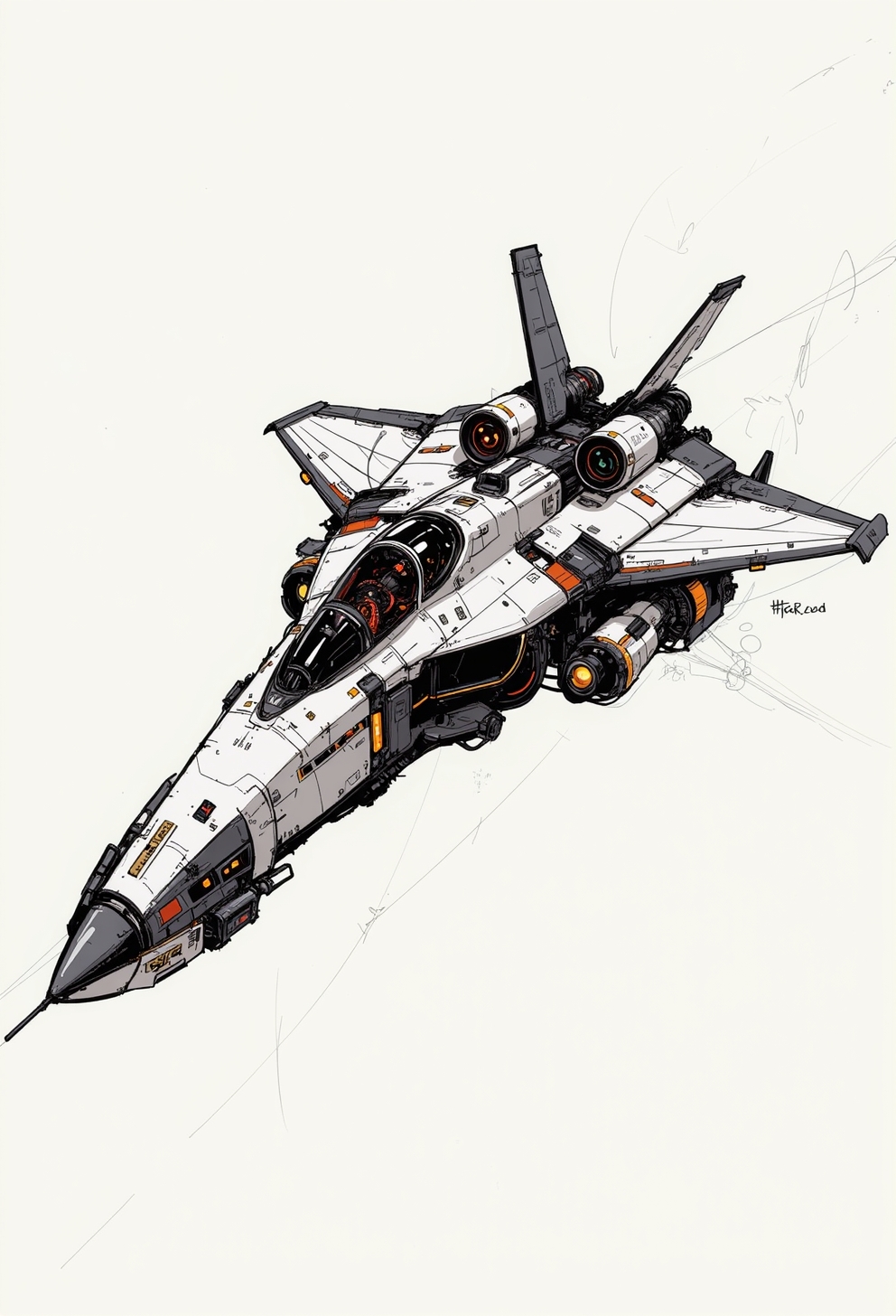 <lora:ck-nc-cyberpunk-V2-000013:0.65>, A digital artwork in the style of cknc, inksketch, the image is featuring a concept of a aerodynamic space engineered jet design
<lora:s1n0z1ck-flux-test-lora:0.3>
<lora:ck-Sommo-Concept-Art:0.6>
<lora:ck-shadow-circuit:0.3>
<lora:ck-MetalGearSolid:0.45>