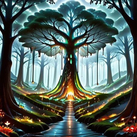 {{ (  score_9, score_8_up, score_7_up, score_6_up, Masterpiece, Highly Detailed, 8k, Volumetric Lighting, Shadows, Proper Lighting Effects, Full body Shot, sl1m3d, slime-morph ) }}
BREAK
{{ Detailed Background ( Deep Forest, Nighttime, Full Moon, Stars, Sparse Clouds ) }}
BREAK
Owls Flying Through The Trees