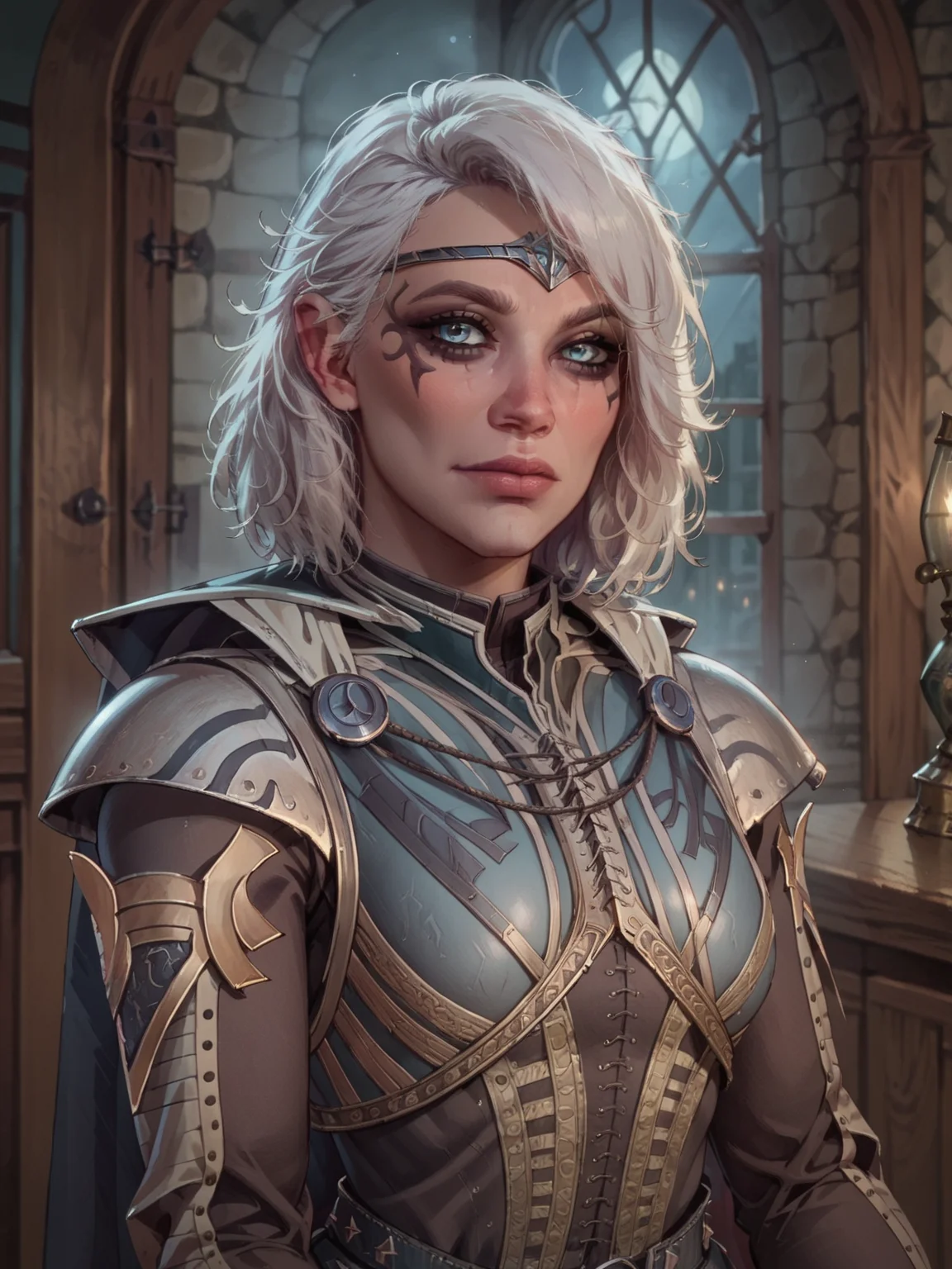 score_9, score_8_up,score_7_up,score_6_up, source_anime, BREAK
1girl, isobelArmor, ,bg3isobel, <lora:isoblePony:1.0>, portrait, breasts, lit by a moonbeam coming from a cieling window, , looking at the viewer, white hair, night, silvery light