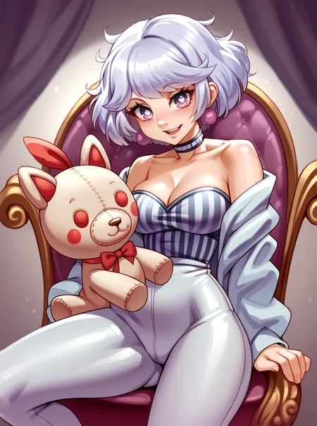 score_9, score_8_up, score_7_up, source_anime, solo, 1girl, , , , horizontal pupils, A luxurious, art deco-inspired hotel room with plush furnishings and bold patterns, , , kairunoburogu, <lora:kairunoborugu_PDXL-000001:1>