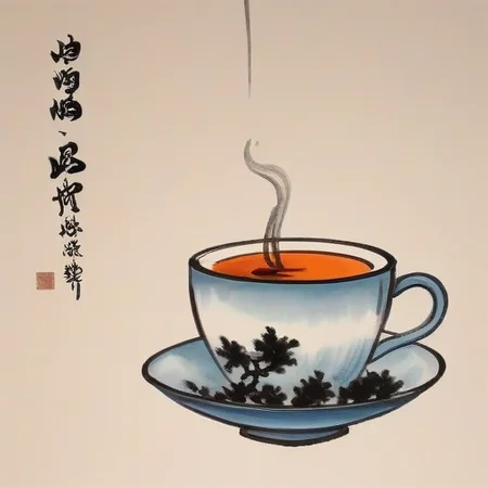 <lora:feng_zikai_style:1> chinese painting of a cup of tea, feng zika style