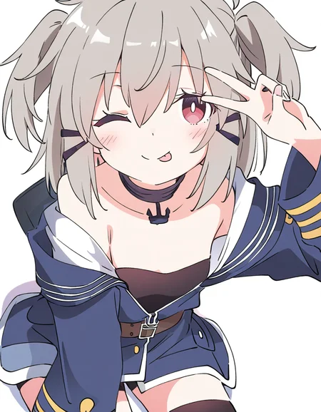 1girl,solo,looking at viewer,white backgrounds,simple background,cowboy shot,sitting,one eye closed,smile,tongue out,v,murasame\(warshipgirlr\),<lora:murasame-000012:1>,, masterpiece, best quality, very aesthetic, absurdres,newest, incredibly absurdres,, (Ixy:0.6)),(hiten \(hitenkei\):0.7),