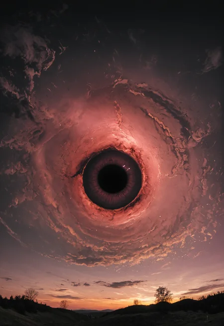 black hole,surreal, dark and moody ,eye ball in the pink sky,film grain,high quality, poster, <lora:add-detail-xl:1> <lora:xl_more_art-full_v1:1> <lora:sss-000009:2>