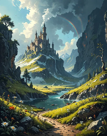 Alpine tundra dotted with edelweiss, birch bark peeling scrolls,Nanotech sand painting self-erasing histories, Fogbow dawn: White rainbow materializing in freezing mist, winds unweaving/reknitting fabric of reality, bi-monthly algae blooms painting seas neon,Bionic dusk charging implant networks, Thickets of roots generating localized gravity fields,
artstation, trending on artstation, highly detailed fantasy art, stocking, intricate, elegant, highly detailed, centered, digital painting, concept art, smooth, sharp focus,group of travelers in landcscape,
<lora:tbh124-sdxl:0.15> style of Jean-Antoine Watteau,
<lora:tbh112-sdxl:0.15> style of Gregory Fromenteau
<lora:add-detail-xl:0.7>
<lora:Flux-XL_Scenery:0.15> flux-scenery,
<lora:Flux-style-xl-lora:0.15> flux-style
<lora:1dkXLP:0.15> 1dk,
<lora:extremely_detailed:0.7> extremely detailed,
<lora:PainterlyFantasiaFlux:0.5> Digital painting style,
<lora:tbh297-sdxl:0.3>,, Baroque art style, dynamic composition, dramatic lighting, rich colors, intricate details, professional-grade execution, captures the grandeur and theatricality of the Baroque period