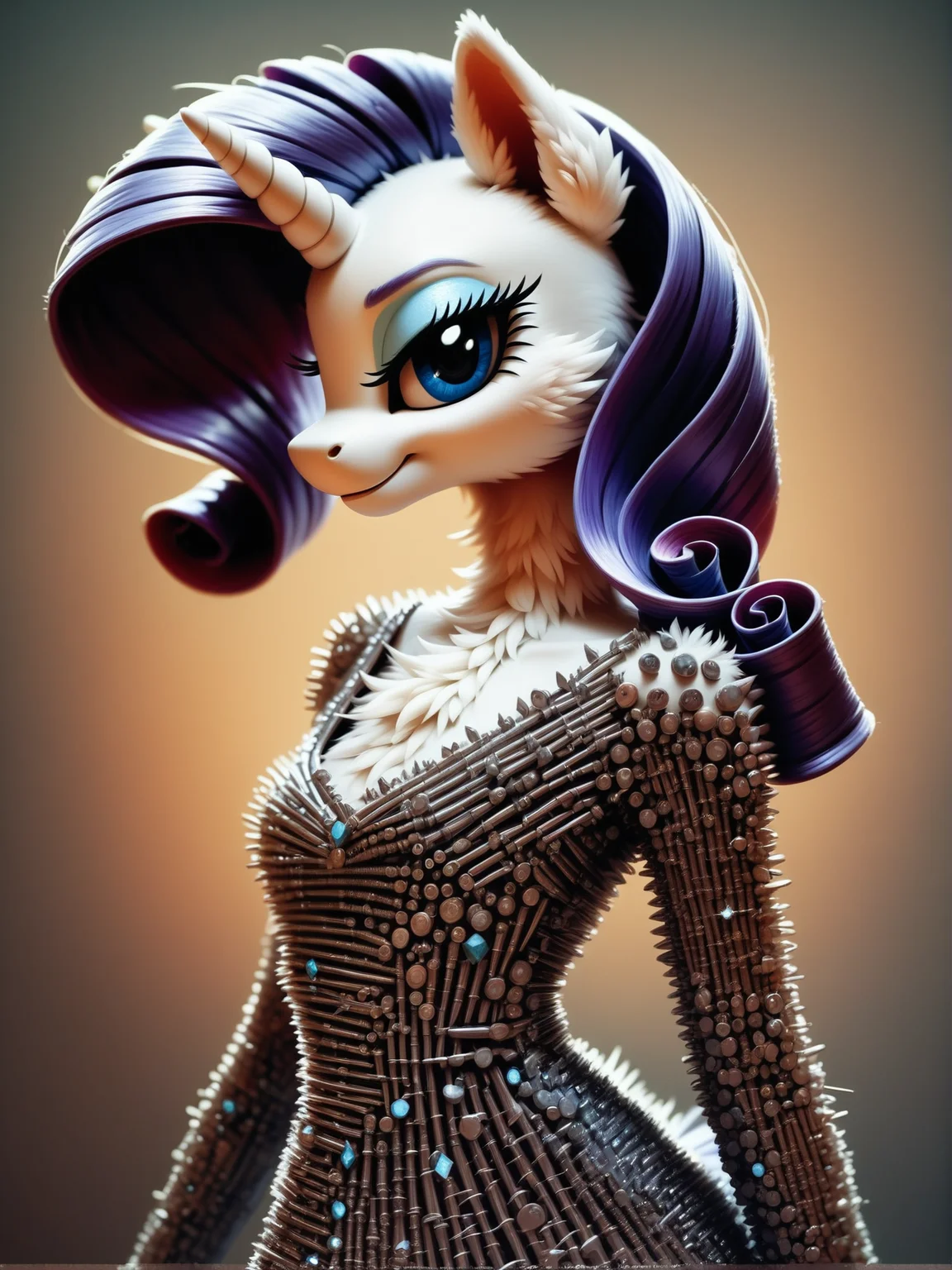 score_9, score_8_up, score_7_up, score_6_up, realistic illustration, 1girl, portrait, Rarity \(mlp\), anthro pony, tail, dress, fastenerswm, <lora:FastenersWMv0.4:1.2> <lora:MegaFluffyPony:0.5> MegaFluffyPony, furry, fluffy