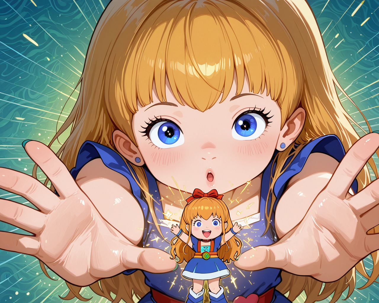 IllusP0s, PonyScores7, source_anime, ah1, IllustriousQual, interesting, exciting, spectacular, wonderful,
BREAK (Photojournalistic Perspective shot),
BREAK 1girl, <lora:Rainbow Brite Illustrious 1:0.6>, Rainbow Brite, Starlight, A white horse with a rainbow mane, <lora:shinyskin2:0.2>, glistening skin,
BREAK  (blonde hair), long hair, <lora:hairdetailpxl:0.2>, hairdetailpxl,
BREAK (blue eyes), <lora:expressive eyes:0.2>, expressive eyes, <lora:eyedetailpxl:0.2>, eyedetailpxl, <lora:Eyes_High_Definition:0.2>, EyesHD,
BREAK ((bedroom eyes)), <lora:Expressive_H:0.2>, Expressiveh, <lora:Emotional_Anime_Expressions_PonyXL_Concept:0.2>, emotional, <lora:Best_Facial_Expression_LoRA_PONY:0.2>, looking at viewer, <lora:Detailed expressive EXEV style -XL Pony V1.0:0.2>, FaceDetail,
BREAK ((neural link, character stands tall, arms extended forward, fingers in a claw-like gesture, simulating a neural connection)),
BREAK (Candyland, Pinks, blues, purples, yellows, greens sleeveless summer dress with a deep plunge and fitted bodice, crafted from stretchy crepe fabric that enhances your silhouette),
BREAK (((Aqua Marine Abstract Waves Pattern Background))),
BREAK <lora:xl_more_art-full_v1:0.2>, <lora:aesthetic_anime_v1s:0.2>, <lora:EpicF4nta5yXL:0.2>, <lora:detailxl:0.2>, detailxl, <lora:Fant5yP0ny:0.2>, best quality, amazing quality, best aesthetic, absurdres, illustration, Volumetric_Lighting, ultra-detailed, very aesthetic, intricate details, 8k, masterpiece, best_quality
BREAK Stable_Yogis_PDXL_Positives, AS-Adult, <lora:Complicated fantasy portrait - XL Pony V2.0:0.2>, bad-hands-5, <lora:HDA_Detailer:0.3>,