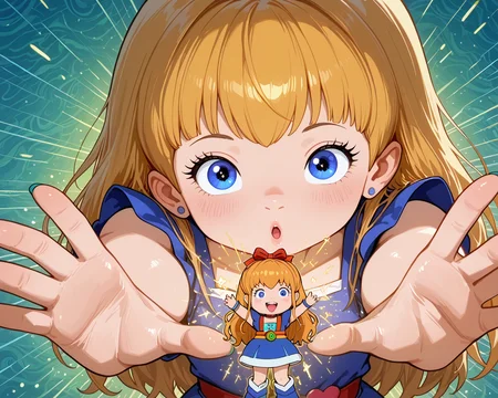 IllusP0s, PonyScores7, source_anime, ah1, IllustriousQual, interesting, exciting, spectacular, wonderful,
BREAK (Photojournalistic Perspective shot),
BREAK 1girl, <lora:Rainbow Brite Illustrious 1:0.6>, Rainbow Brite, Starlight, A white horse with a rainbow mane, <lora:shinyskin2:0.2>, glistening skin,
BREAK  (blonde hair), long hair, <lora:hairdetailpxl:0.2>, hairdetailpxl,
BREAK (blue eyes), <lora:expressive eyes:0.2>, expressive eyes, <lora:eyedetailpxl:0.2>, eyedetailpxl, <lora:Eyes_High_Definition:0.2>, EyesHD,
BREAK ((bedroom eyes)), <lora:Expressive_H:0.2>, Expressiveh, <lora:Emotional_Anime_Expressions_PonyXL_Concept:0.2>, emotional, <lora:Best_Facial_Expression_LoRA_PONY:0.2>, looking at viewer, <lora:Detailed expressive EXEV style -XL Pony V1.0:0.2>, FaceDetail,
BREAK ((neural link, character stands tall, arms extended forward, fingers in a claw-like gesture, simulating a neural connection)),
BREAK (Candyland, Pinks, blues, purples, yellows, greens sleeveless summer dress with a deep plunge and fitted bodice, crafted from stretchy crepe fabric that enhances your silhouette),
BREAK (((Aqua Marine Abstract Waves Pattern Background))),
BREAK <lora:xl_more_art-full_v1:0.2>, <lora:aesthetic_anime_v1s:0.2>, <lora:EpicF4nta5yXL:0.2>, <lora:detailxl:0.2>, detailxl, <lora:Fant5yP0ny:0.2>, best quality, amazing quality, best aesthetic, absurdres, illustration, Volumetric_Lighting, ultra-detailed, very aesthetic, intricate details, 8k, masterpiece, best_quality
BREAK Stable_Yogis_PDXL_Positives, AS-Adult, <lora:Complicated fantasy portrait - XL Pony V2.0:0.2>, bad-hands-5, <lora:HDA_Detailer:0.3>,
