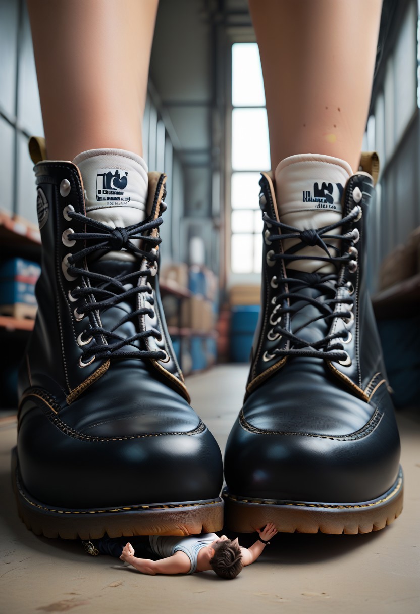 score_9, score_8_up, score_7_up, score_6_up, source_cartoon, (under_foot_tiny:1.5) 
BREAK 
(giantess sitting), punk, smirk, ankle boots 
BREAK 
(tiny man on_stomach on ground), (under right boot)
BREAK 
warehouse