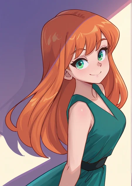 masterpiece, best quality, amazing quality, very aesthetic, absurdres, newest,
dlh, 1girl, green eyes, smile, long hair, solo, dress, orange hair, sleeveless, green dress, shadow, persefone
<lora:Destripando_la_Historia_Style:1>