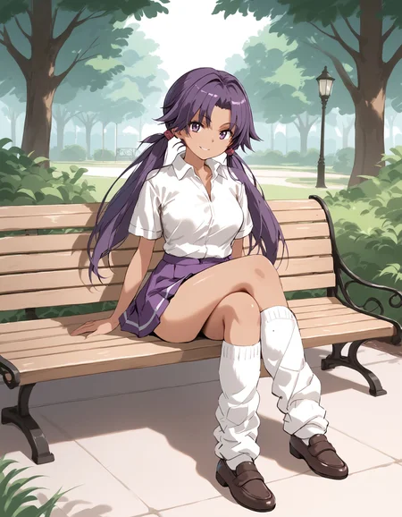 score_9, score_8_up, score_7_up, score_6_up, BREAK source_anime, best quality, masterpiece
1girl,<lora:lass gscPonyXL:0.8>,lass gsc,long hair,twintails,dark skin,white shirt,skirt,loose socks,loafers,full body,sitting,on park bench,grin,looking at viewer,park