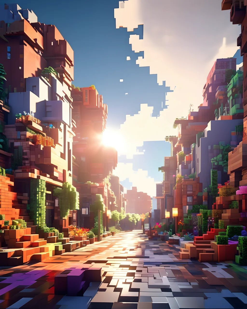 Blocky and pixelated aesthetic,pixel art,4k,realistic,game CG rendering,nature light,shadows,minecraft,<lora:minecraft:1>,
modern city,modern building,