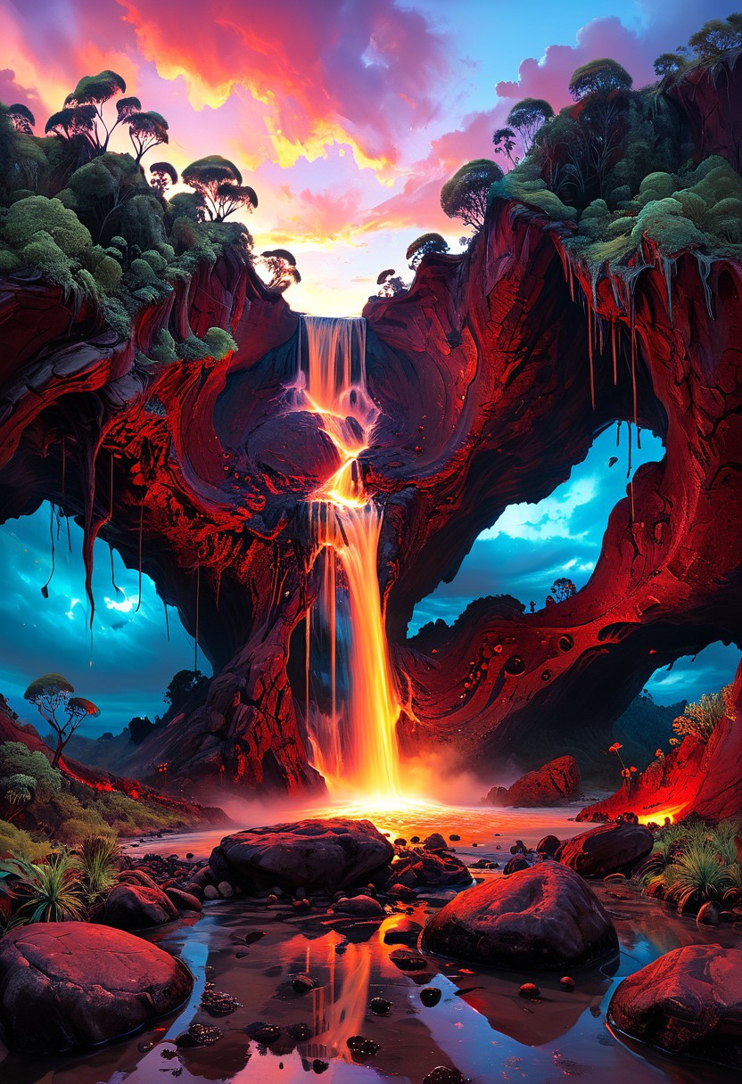 (by Ellen Jewett:1.5), (Bioluminescent Impressionism, autralia aboriginal landscape, The Dreamland, red erth, rock, ants, sky sunset, sunris ,waterfall, ethereal landscapes, depth of field, biotech emotion:1.3) <lora:xl_more_art-full_v1:0.5> <lora:add-detail-xl:1> <lora:RMSDXL_Creative:2>