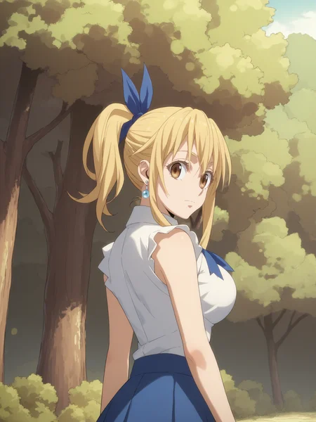 score_9, score_8_up, score_7_up, score_6_up, score_5_up, source_anime, smooth_anime,
Lucy_Heartfilia, 1girl, solo, brown_eyes, blonde_hair, ribbon, hair_ribbon, looking_at_viewer, long_hair, outdoors, jewelry, earrings, breasts, looking_back, sleeveless, blue_ribbon, skirt, shirt, tree, large_breasts, sleeveless_shirt, blue_skirt, long_skirt, day
 <lora:Slime:1>
