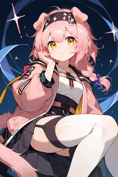 (score_9,score_8_up,score_7_up),<lora:Goldenglow(Arknights)-v1-000008:0.8>,goldenglow (arknights),1girl,solo,animal ears,yellow eyes,garter straps,cat ears,thighhighs,long hair,skirt,white thighhighs,braid,black skirt,pink hair,hairband,tail,cat tail,long sleeves,pink coat,jacket,pink jacket,bow,blue bow,looking at viewer,black hairband,cat girl,bangs,shirt,floppy ears,open clothes,open jacket,hair between eyes,white shirt,
good feet,anime,NSFW,expressive,amazing quality,ultra hd 32k,